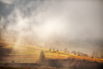 November foggy morning in the hills