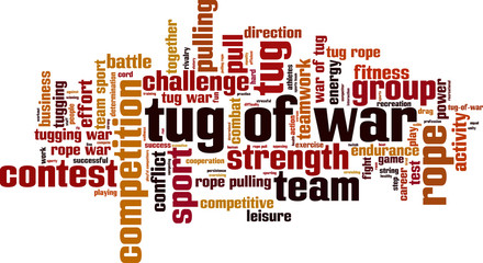 Tug of war word cloud concept. Vector illustration