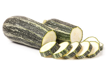 zucchini and sliced isolated on white background