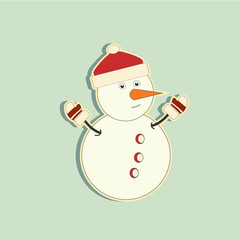 Snowy snowman. Festive and Christmas greeting card