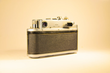 Old soviet rangefinder camera isolated on white background