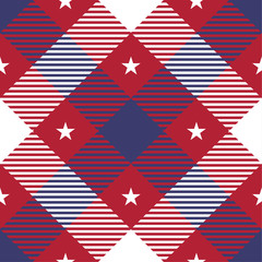 Patriotic Tartan Seamless Patterns.