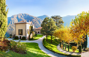 The park of Villa Balbianello in Lenno, Lake Como, Italy.