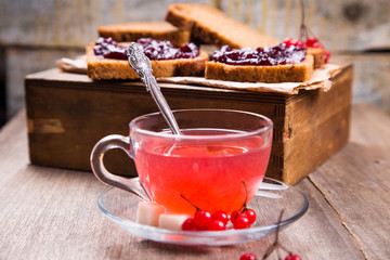 fresh hot viburnum tea