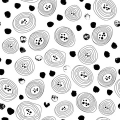 Abstract summer flowers monochrome vector seamless pattern