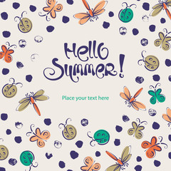 Abstract insects vector summer frame