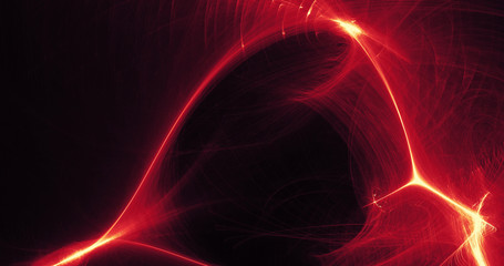 Red And Yellow Abstract Design In Lines Curves Particles