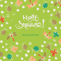 Abstract insects vector summer green frame