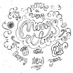 Happy new year and merry christmas illustration