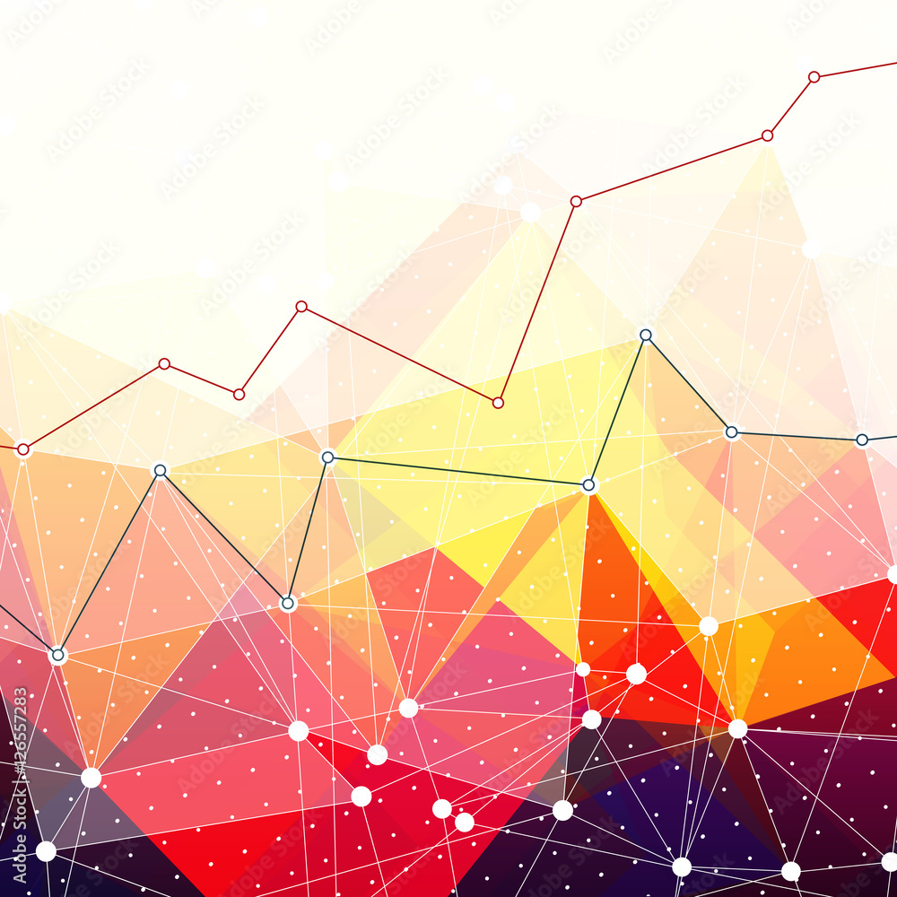 Poster abstract colorful triangles background. business chart graph wit