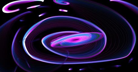 Abstract Pattern Of Lines And Swirls In Rainbow Of Colors On Dar