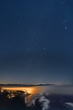 Milky way at night against sea