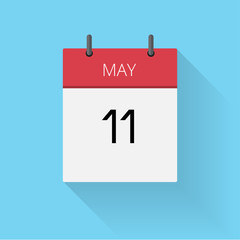 May 11, Daily calendar icon, Date and time, day, month, Holiday, Flat designed Vector Illustration