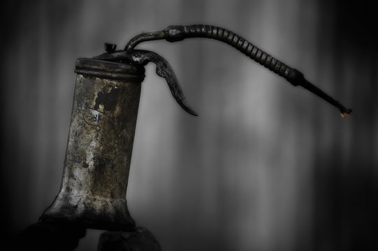 Rustic oil can, close up