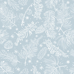 Seamless pattern with branches. Christmas and New Year background.