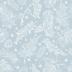 Behang Naadloos patroon met takken. Kerstmis en Nieuwjaar achtergrond. © elinka_art