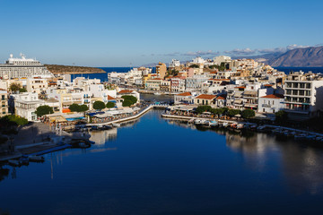 Naklejka na ściany i meble Cityscape of Agios Nikolaos, Greece