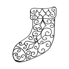 Isolated pattern with floral lace ornament for Christmas collection.