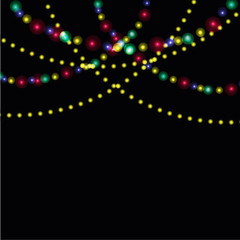 Bright festive lights against the backdrop of night illustration