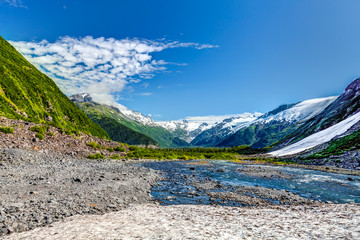 Byron Glacier- near Portage Glacier- Portage Alaska. A pretty trail leads from the Portage Glacier...