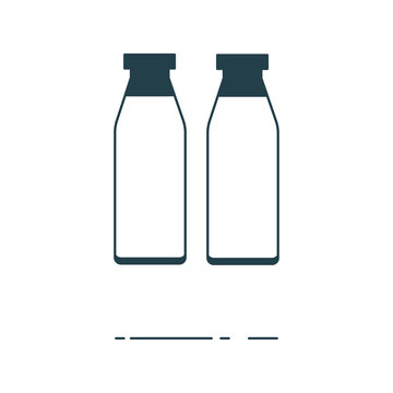 Vector illustration of line milk bottle icon on white background