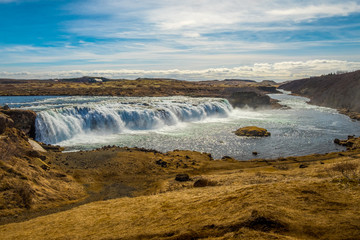 Vatnsleysufoss or Faxi waterfall is located on the Golden Circle, a popular tourist trail east of Reykjavik, Iceland