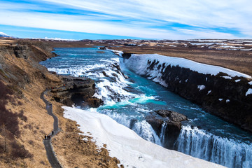 Gullfoss is a waterfall located in southwest Iceland. It is one of the most popular tourist attractions in Iceland.