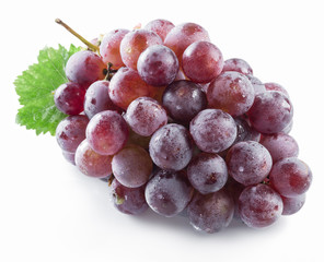Bunch of purple grapes on the white background.