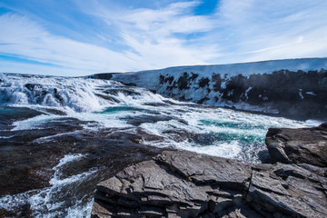 Gullfoss is a waterfall located in southwest Iceland. It is one of the most popular tourist attractions in Iceland.