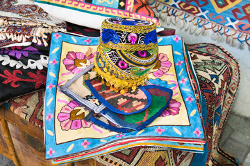 Obraz premium Souvenirs , rug and carpet in street shop , Tbilisi city , Georg