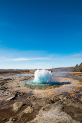 Strokkur geysir eruption, Golden Circle, Iceland