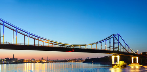 Pedestrian bridge panorama. Kiev, Ukraine