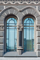 two beautiful vintage window in historic building