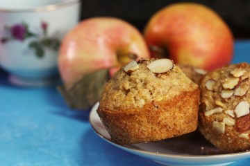Homemade apple Muffins, selective focus
