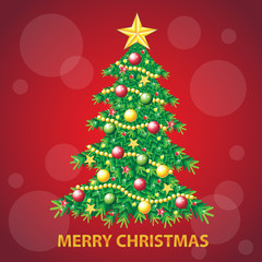 Fototapeta na wymiar Christmas tree Greeting Card. star vector illustration