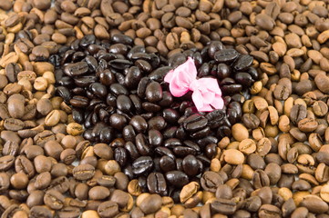 Bunch of Roasted coffee beans forming background