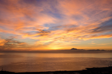 Sunrise in the sea for background.