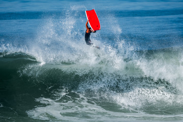 Bodyboarder in action