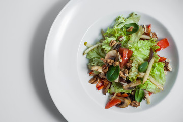 vegetarian salad with walnuts isloated;