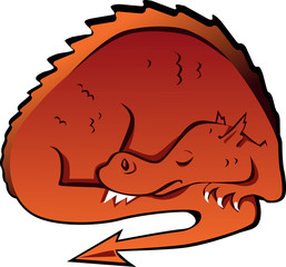 Sleeping cartoon dragon, EPS 8 vector illustration