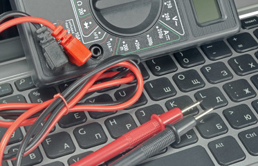 Multimeter and laptop