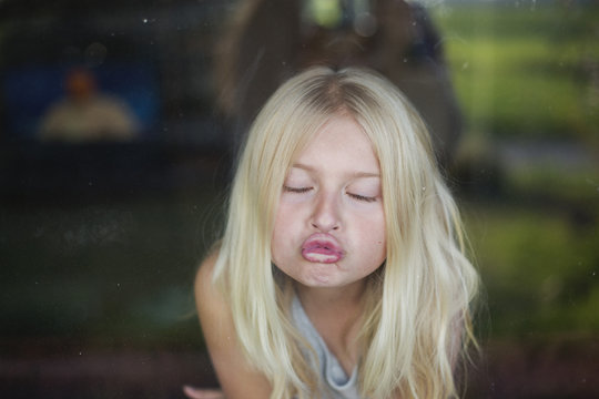 Portrait of girl pouting