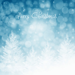 Christmas elegant card with snow and fir trees