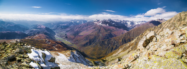 Panoramic view from about 3500 meter of Tetnuldi glacier near Me