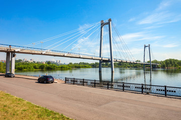 Fototapeta na wymiar Vynogradovskiy Bridge in Krasnoyarsk