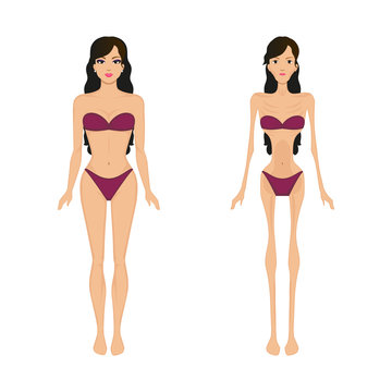 Vector illustration female anorexia. Women bulimia