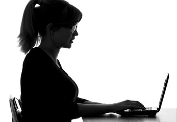 portrait of a visually impaired woman working on laptop © fantom_rd