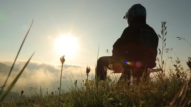 biker silhouette at sunset