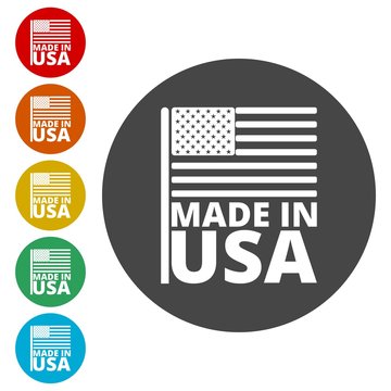 USA (American) flag, Made in USA, icons set 