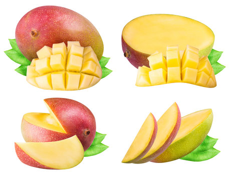 Set of mango isolated on white background